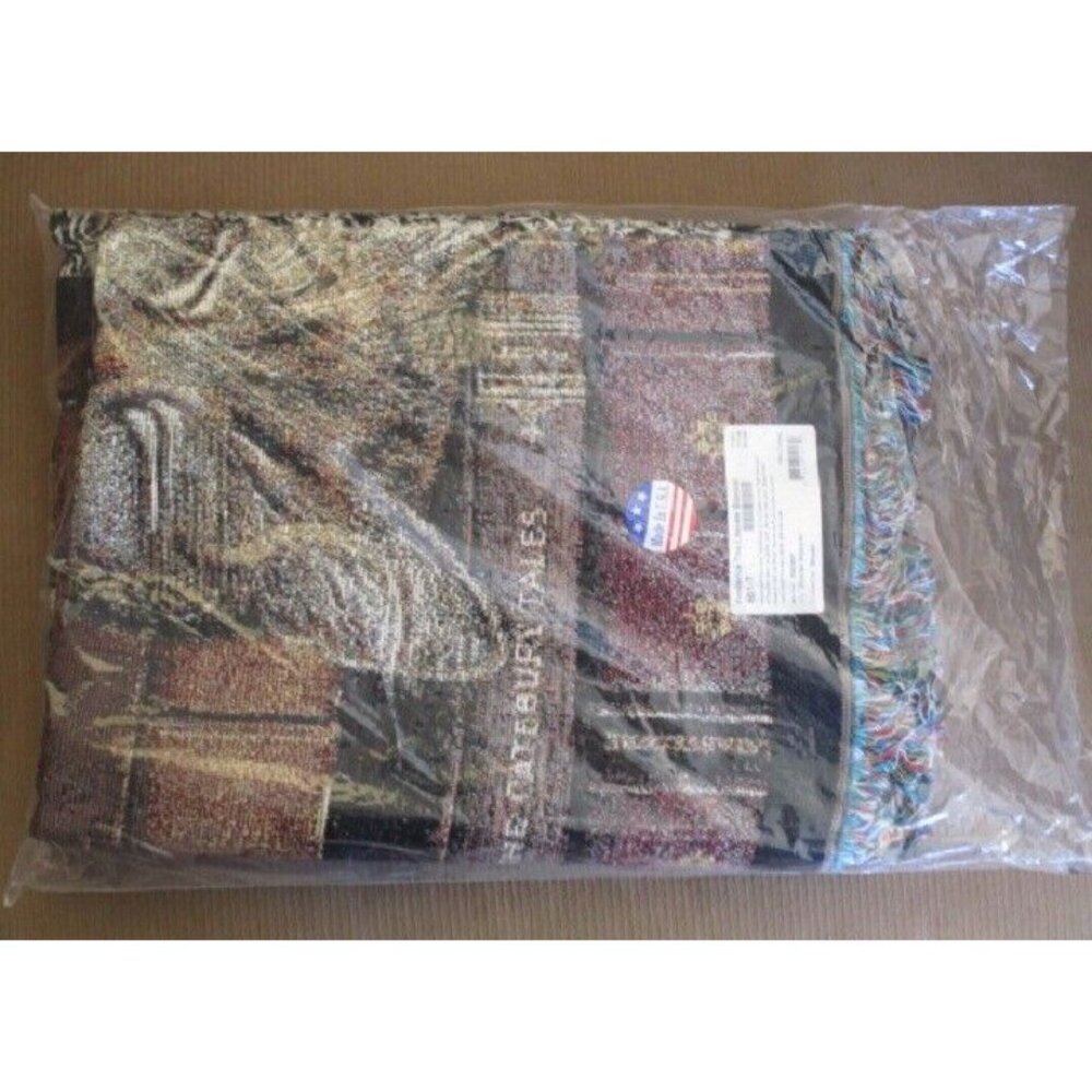 New Cat Frederick the Literate Woven Cotton Afghan Gift Throw Blanket Wysocki - Picture 2 of 2